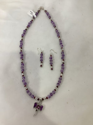Purple Beaded Necklace Set