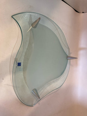Blue/Clear Glass Curved Tray