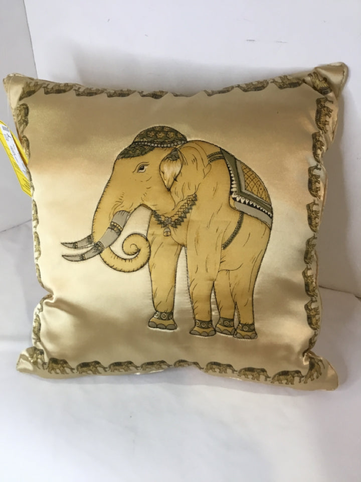 Gold Silk Elephant Pillow