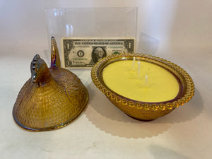 Vintage Yellow Glass Chicken Candle
