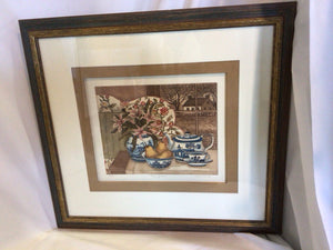 Signed Print Multi-Color Window Scene Framed Art