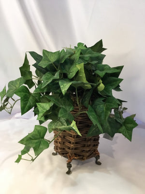 Green/Brown Wicker In Pot Faux Plant