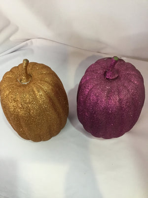 Halloween Purple/Gold Glitter Pumpkin Pair Holiday Item