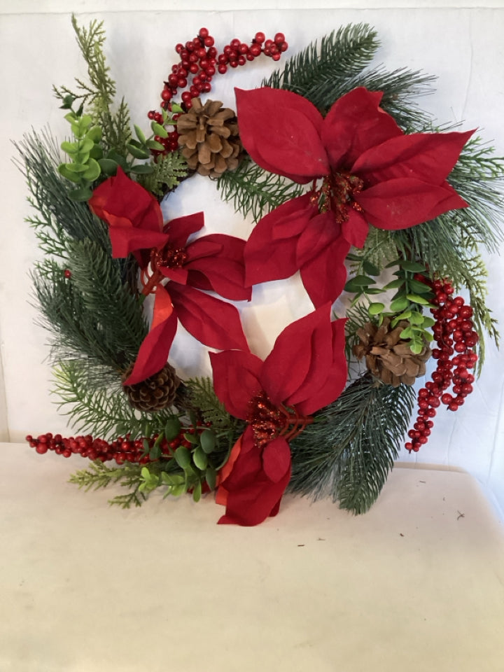 Christmas Red/Green Wreath Poinsettia Holiday Item
