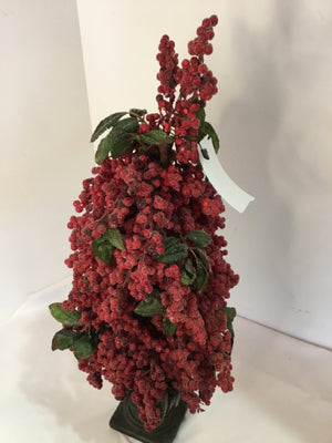 Table Top Red Resin Holly Berry Tree Holiday Item