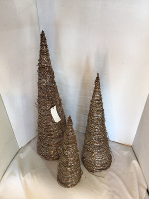 Set of 3 Gold Grapevine Trees Holiday Item