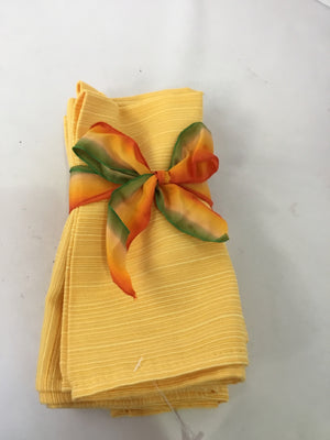 Set of 4 Yellow Cotton Napkins