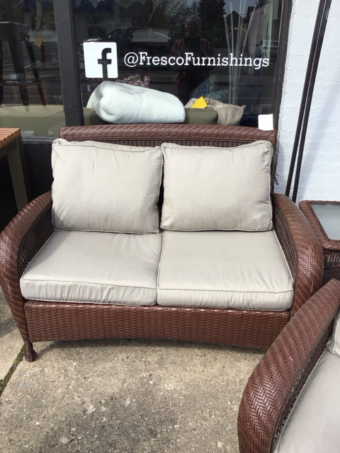 Wicker w/cushion Tan/Brown Sofa