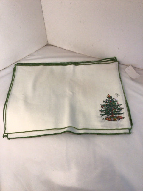 Spode Christmas White/Green Linen Set of 8 Placemats