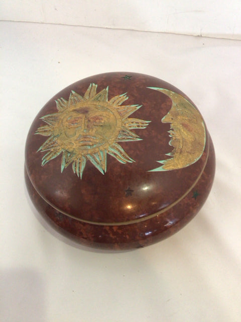 Trinket Brown/Gold Ceramic Sun & Moon Bowl