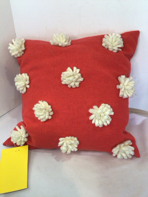 Red/white Cotton PomPoms Pillow