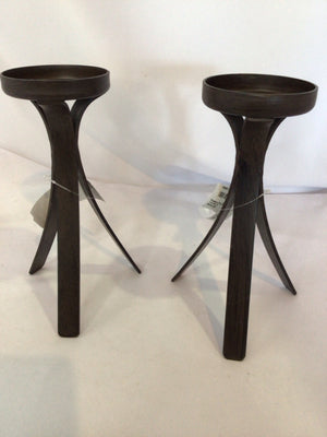 Pair Brown Metal Candle Holders