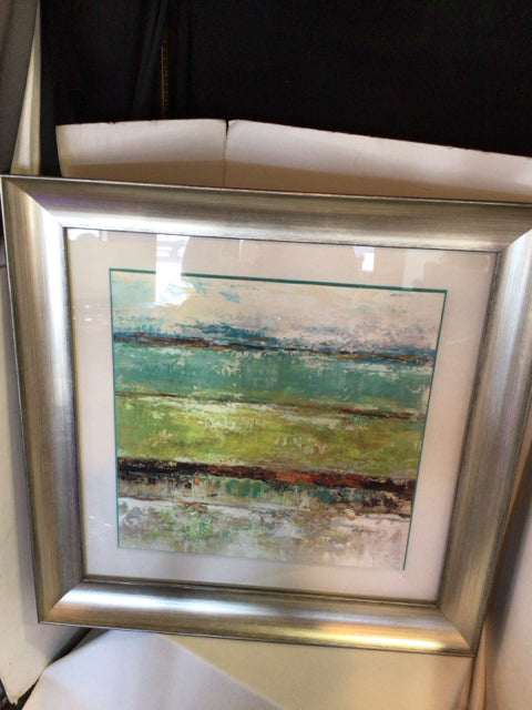 Abstract Green/Blue Landscape Framed Art