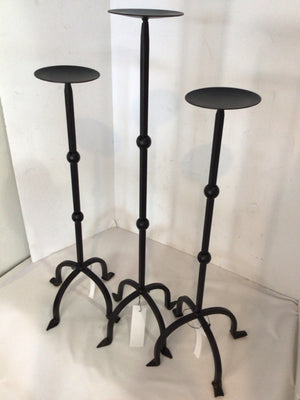 Set of 3 Black Metal Candle Holders