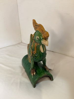 Oriental Green Ceramic Bird Sancai Glaze Statue