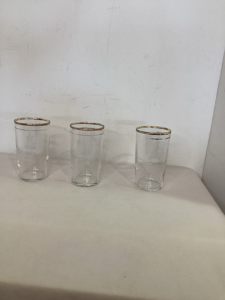 Canadian Club Clear/Gold Glass Set of 3 Glasses