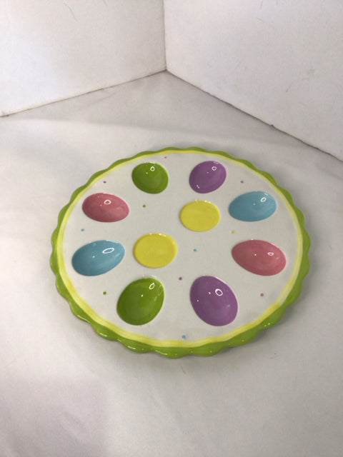 PIER 1 White/Multi Egg Plate