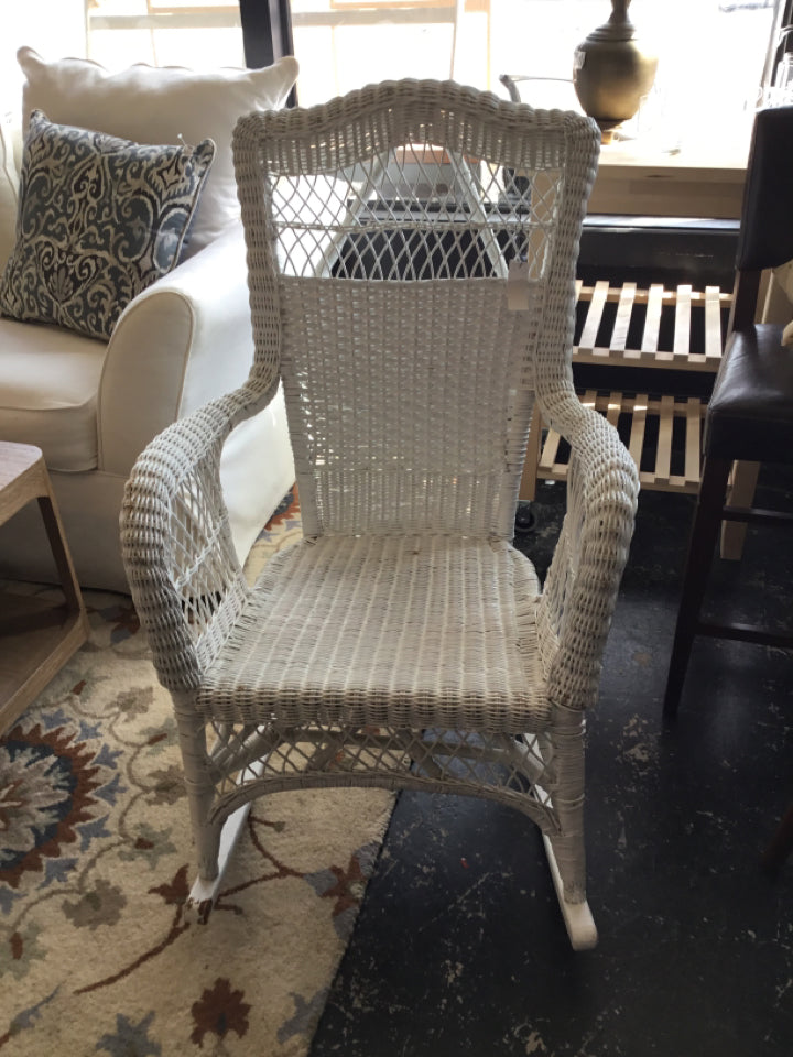 Rocking Wicker White Chair