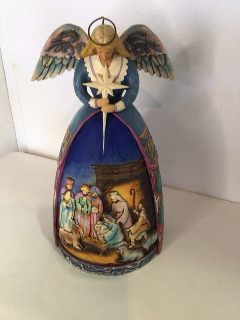 Jim Shore Figurine Blue Wood Angel Holiday Item