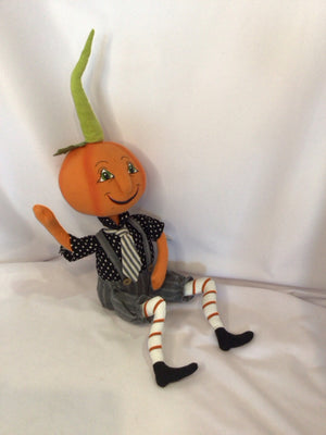 Halloween Orange/Gray Polyester Pumpkin Doll Holiday Item