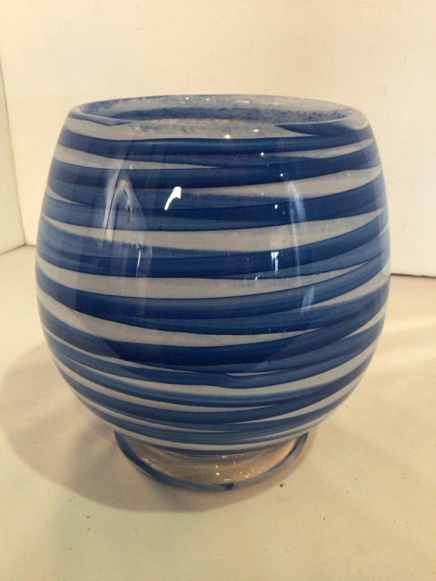 Bowl Blue/White Glass Swirl Vase