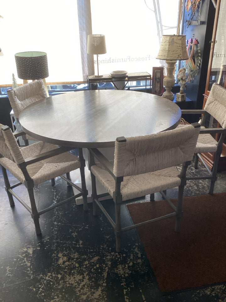 Bernhardt Wood Round 4 Chairs Gray/Cream Table & Chairs