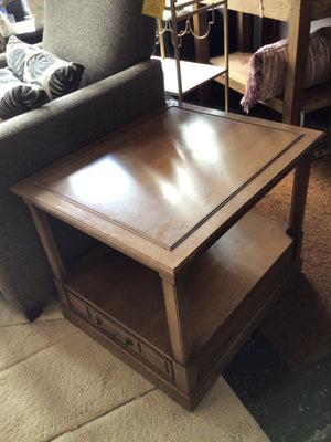 Vintage End Wood 1 drawer Brown Table