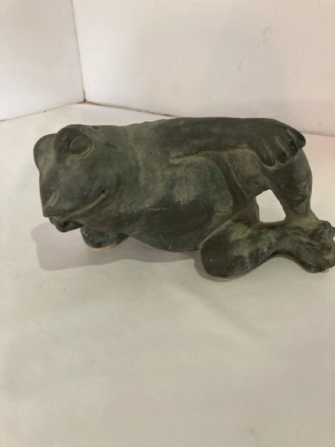 Gray Cement Frog Statue