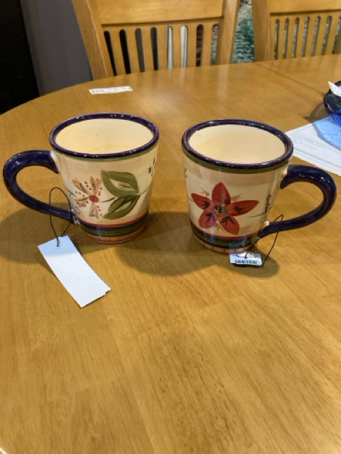 HDesign Pair Multi Ceramic Floral Mug Set
