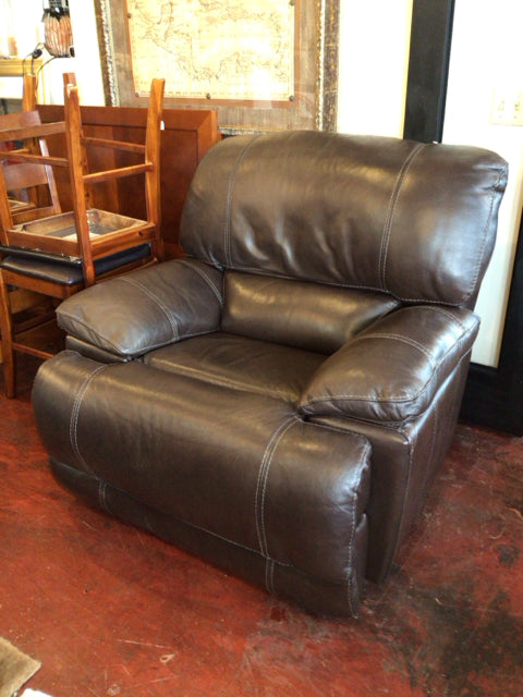 Recliner Leather Electric Wall Hugger Brown Chair