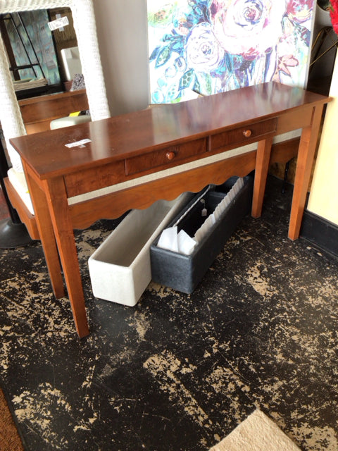 Console Wood AS IS 2 Drawer Brown Table