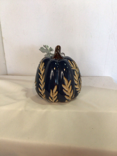 Blue Ceramic Pumpkin Holiday Item