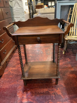 Antique One Drawer Shelf on Bottom Brown Table