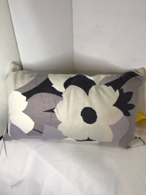 Gray/White Floral Pillow