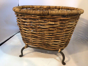 Footed Natural Wicker Oval Basket