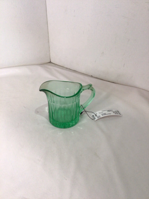 Vintage Pitcher Green Glass Creamer