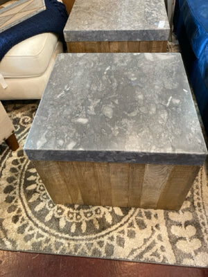 Arhaus Modern Marble Top Square End/Side Brown Table