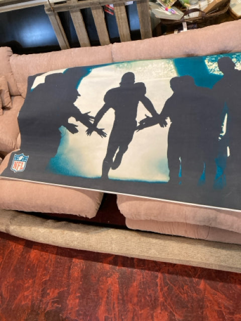 Pottery Barn Mural Canvas Football Player Black/Blue Wall Decoration Art