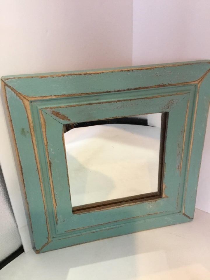 Turquoise Wood Mirror