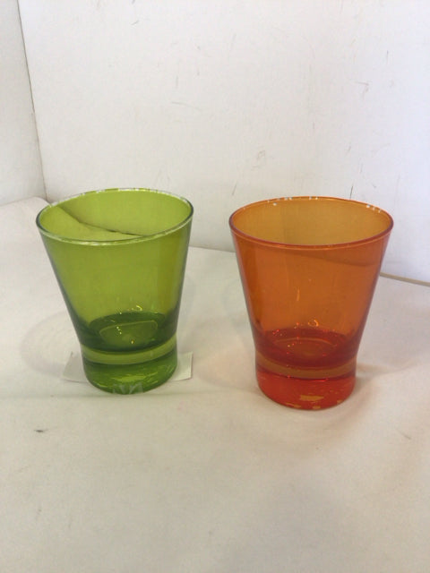 Orange/Green Glass Pair Glasses