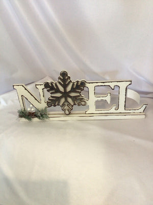 Sign White Wood Noel Holiday Item