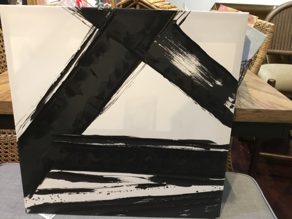 Abstract Black/White Stretch Canvas Art