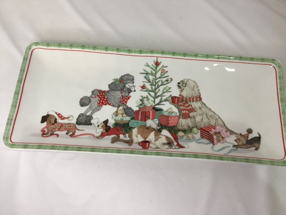 PIER 1 White/Green Dog Holiday Item
