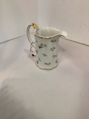 Godinger White/Gold Ceramic Butterfly Pitcher