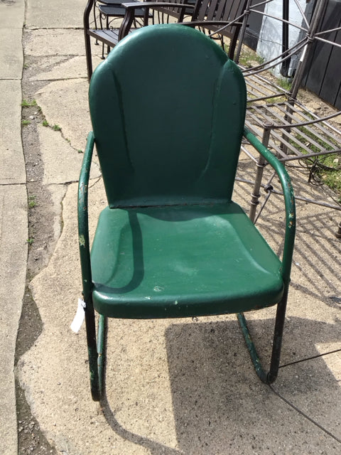Warmack Vintage Metal Outdoor/Outside As Is Green Chair