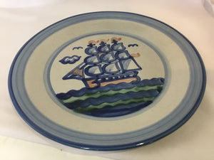 M.A. Hadley Gray/Blue Pottery Dinner Plate