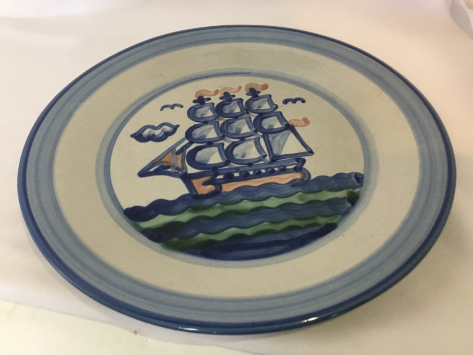 M.A. Hadley Gray/Blue Pottery Dinner Plate