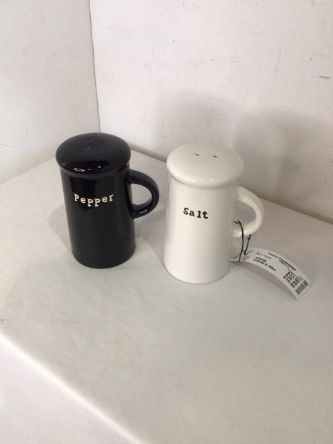 Pottery Barn Black/White Ceramic Salt & Pepper