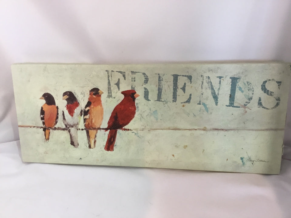 Gray/Red Friends Birds Stretch Canvas Art