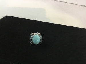 Sterling Silver Blue Rhinestone Ring